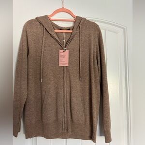 NWT Quince Cashmere Hooded Zip Up Sweater